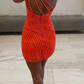 Unique Homecoming Dress One Shoulder Hugging Slit Back to School Outfits Party Dress  D7694
