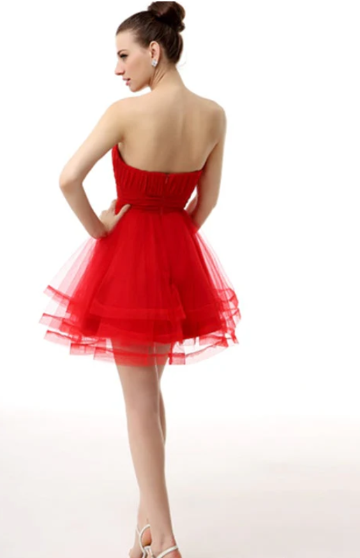 Unique Homecoming Dress Sweetheart Tulle Sequins Cascade Back to School Outfits Party Dress  D7695