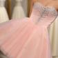 Unique Homecoming Dress Sweetheart Rinestone Tulle Back to School Outfits Party Dress  D7700