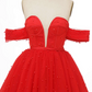 Unique Homecoming Dress Off the Shoulder Deep V Neck Beaded Back to School Outfits Party Dress  D7708