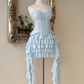 Unique Homecoming Dress Sweetheart Two Pieces Soutache Pleated Cascade Back to School Outfits Party Dress  D7746