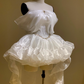 Unique Homecoming Dress Off theShoulder Organza Rinestone Hi-Lo Back to School Outfits Party Dress Wedding Dress  D7747