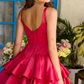 Unique Homecoming Dress Square Flower Cascade A-Line Back to School Outfits Party Dress D7780