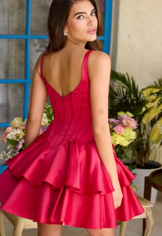 Unique Homecoming Dress Square Flower Cascade A-Line Back to School Outfits Party Dress D7780