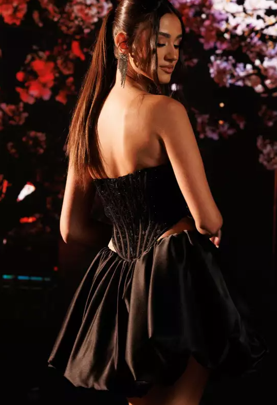 Unique Homecoming Dress Square Applique Bowknot A-Line Back to School Outfits Party Dress D7781