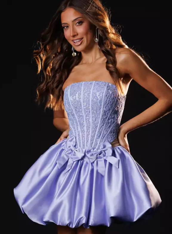 Unique Homecoming Dress Square Applique Bowknot A-Line Back to School Outfits Party Dress D7781