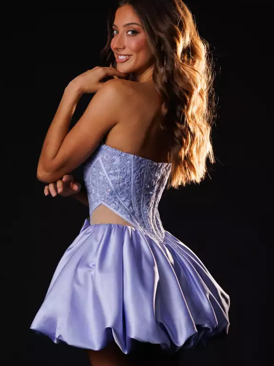 Unique Homecoming Dress Square Applique Bowknot A-Line Back to School Outfits Party Dress D7781