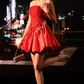 Unique Homecoming Dress Square Applique Bowknot A-Line Back to School Outfits Party Dress D7781