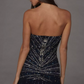 Unique Homecoming Dress Strapless A-Line Sequins Beaded Rinestone Bowknot Back to School Outfits Party Dress D7795