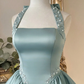 Unique Homecoming Dress Halter Pearl Beaded Back to School Outfits Party Dress D7807
