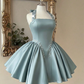 Unique Homecoming Dress Halter Pearl Beaded Back to School Outfits Party Dress D7807