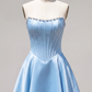 Unique Homecoming Dress Strapless Pearl Back to School Outfits Party Dress D7813