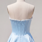 Unique Homecoming Dress Strapless Pearl Back to School Outfits Party Dress D7813