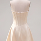 Unique Homecoming Dress Strapless Pearl Back to School Outfits Party Dress D7813