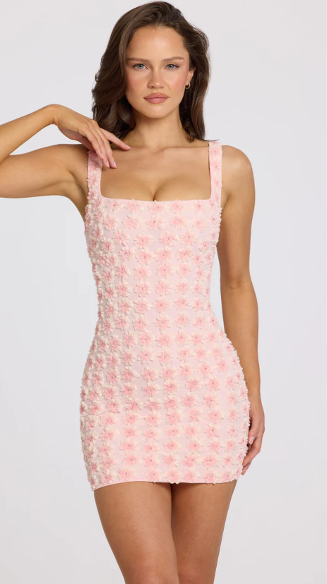 Unique Homecoming Dress Square Flower Beading Hugging Back to School Outfits Party Dress D7819
