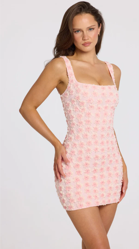 Unique Homecoming Dress Square Flower Beading Hugging Back to School Outfits Party Dress D7819