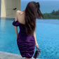 Fashion Purple Off-the-shoulder Bodycon Design A-line Party Dresses Homecoming Dresses, D1384