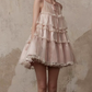 New Fashion Champagne A-line Tulle Short Party Dress Homecoming Dresses D1450