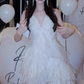 Vintage White Lace V-neck A-line Tulle Short Party Dress Homecoming Dresses D1452