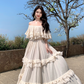 Vintage Ivory Strapless Ruffled Hem Design Elegant Beach Holiday A-Line Summer Dress D1730
