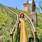Vintage Yellow Bohemian Style Design Elegant Beach Holiday A-Line Sleeveless Halter Dress Summer Dress Party Dress D1727
