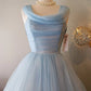 Retro Light Blue Tulle Design A-line Chiffon Party Dress Homecoming Dress Prom Dress Bridesmaid Dress D1626