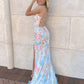Vintage Colorful Applique Spaghetti Strap Floral Design Elegant Bridesmaid Dress Evening Dress Prom Dress D1594