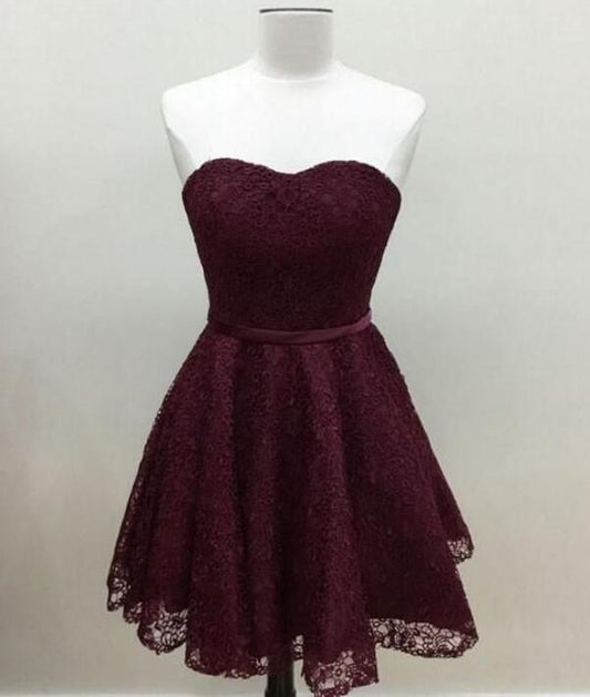 Unique Homecoming Dress Sweetheart Lace Back to School Outfits Party Dress  D7669