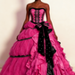 Retro Fuchsia Strapless A-Line Appliques Long Prom Dress Birthday Ball Gown, D769