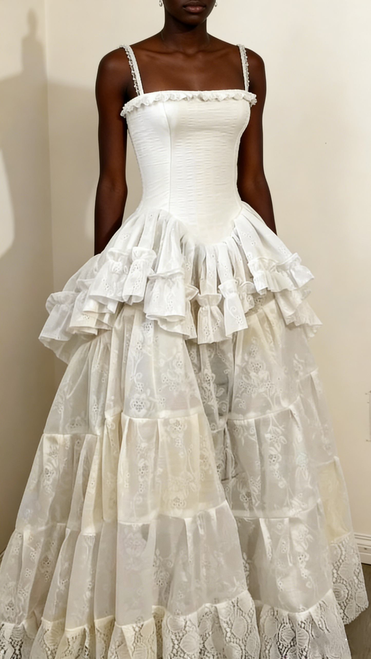 Robe de mariée rétro à bretelles spaghetti et volants en dentelle, style trapèze, robe de soirée vintage, D862