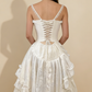 Retro Spaghettiträger A-Linie Spitze Rüschen Vintage Brautkleid Abendkleid, D862