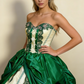 Retro Teal Sweetheart A-Line Satin Quinceanera Dress Birthday Ball Gown, D839