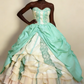 Retro Teal Sweetheart A-Line Satin Quinceanera Dress Birthday Ball Gown, D839