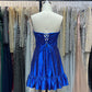 Stunning Homecoming Dress Strapless Beaded Pleated A-Line Back to School Outfits Party Dress D7942