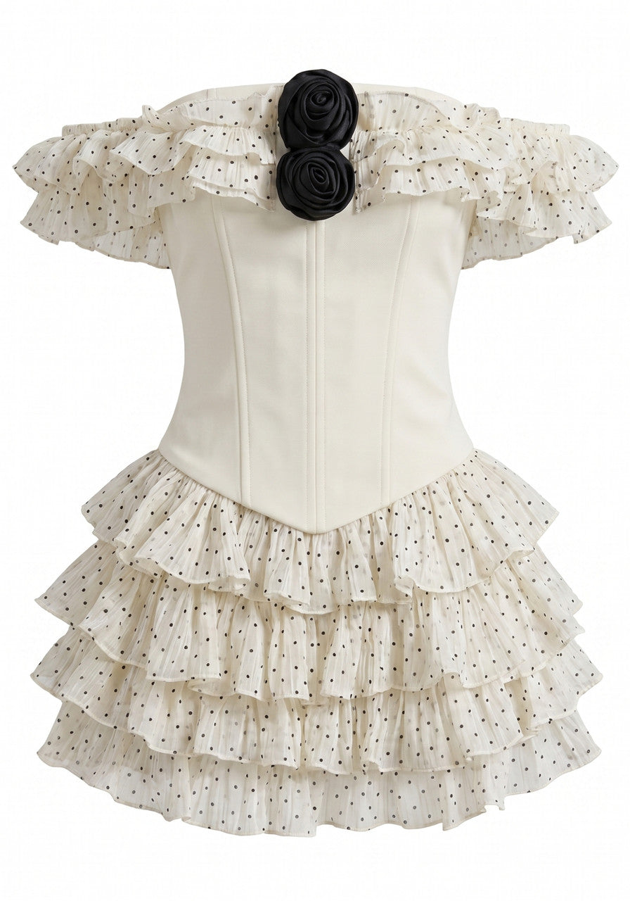 Stunning Homecoming Dress Off the Shoulder Flower Cascade Back to School Outfits Party Dress D7899