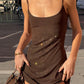 Beauty Homecoming Dress Spaghetti Strap Rinestone Back to School Outfits Party Dress D7043