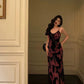 Vintage Spaghetti Strap V-neck Floral Butterfly Design Elegant Sheath Chiffon Evening Dress Prom Dress D1595