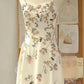 Vintage Beige Spaghetti Strap Floral Applique Design Elegant A-Line Evening Dress Prom Dress D1581