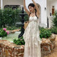 Floral Ruffle Design Halter Dress Elegant A-line Chiffon Evening Party Dress D1599