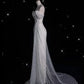 Elegant Sparkling Sequin Mermaid Design Off-the-shoulder Princess Wedding Dress, D1589
