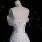 Elegant Sparkling Sequin Mermaid Design Off-the-shoulder Princess Wedding Dress, D1589