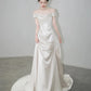 Retro Off-the-shoulder Floor Length Design Elegant Satin A-Line Wedding Dress, D1585