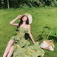 Retro Spaghetti Strap Irregular Ruffled Detachable Rose Design Elegant Satin Evening Dress Prom Dress D1583