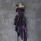 Retro Spaghetti Strap Irregular Ruffled Detachable Rose Design Elegant Satin Evening Dress Prom Dress D1583