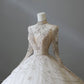 Vintage Sparkling Beaded Ball Gown Design A-Line Long-sleeved Princess Wedding Dress, D1587