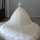 Vintage Sparkling Beaded Ball Gown Design A-Line Long-sleeved Princess Wedding Dress, D1587
