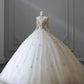 Vintage Sparkling Beaded Ball Gown Design A-Line Long-sleeved Princess Wedding Dress, D1587
