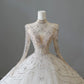 Vintage Sparkling Beaded Ball Gown Design A-Line Long-sleeved Princess Wedding Dress, D1587