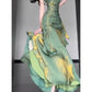 Vintage Green Spaghetti Strap Ruffle Design Elegant A-line Satin Evening Dress Prom Dress D1598