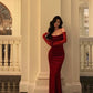 Vintage Red Spaghetti Strap Gloves Design Elegant Sheath Evening Dress Prom Dress D1580